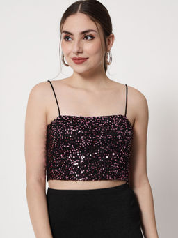 Trend Arrest - Pink Sequence Crop Top