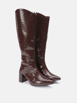 Zori World - Dezire - Croc Patent Brown Casual Boots