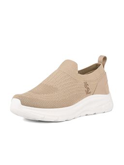 Louis Stitch - Men Beige Athleisure Flyknit Running Shoes