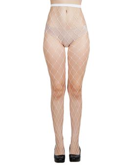 NEXT2SKIN - Womens Fishnet Pattern Mesh Pantyhose Stockings -White, Xlargenet