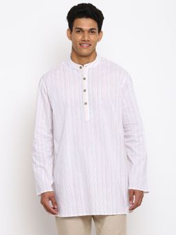 Fabindia - White Cotton Chinese Collar Short Kurta