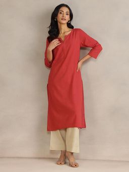 Fabindia - Red Stripes Regular Fit Kurta