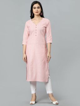 Mera Rang - Peach Stripes Straight Fit Kurta