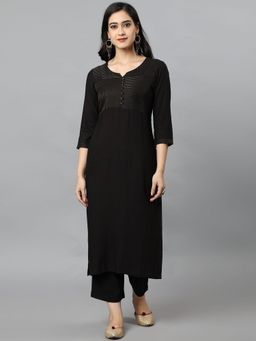 Mera Rang - Black Stripes Straight Fit Kurta