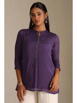 Soch - Purple Solid/Plain Regular Fit Kurti