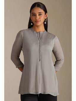 Soch - Grey Solid/Plain Regular Fit Kurti