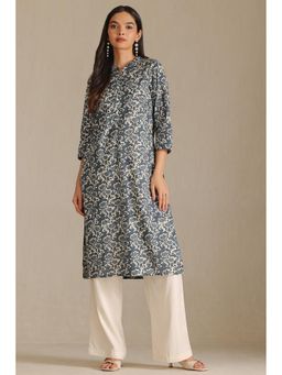 Soch - Blue Floral Regular Fit Kurta