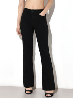 ONLY - Womens Solid Mid-Rise Black Jeans