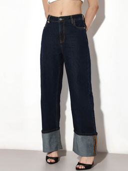 ONLY - Womens Solid Straight Fit Mid-Rise Blue Jeans