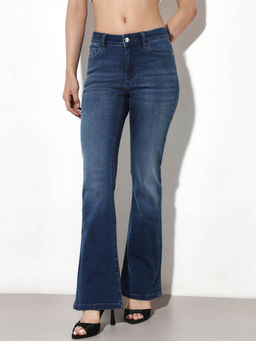ONLY - Womens Solid Bootcut Mid-Rise Blue Jeans
