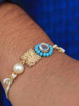 BeAbhika - Skyey Kundan Pearl Rakhi