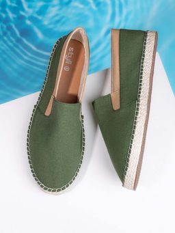 Styli - Men Canvas Slip On Green Espadrilles