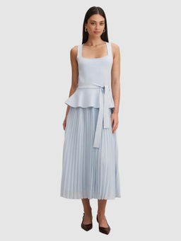 Forever New - Peony Pleat Mixed Midi Dress With Belt