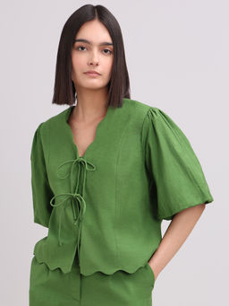 VERO MODA - Green Tie-Front Detail Top