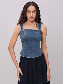 VERO MODA - Blue Denim Corset Top