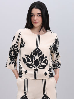 VERO MODA - Ecru Printed Top