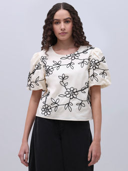 VERO MODA - White Embroidered Cotton Top