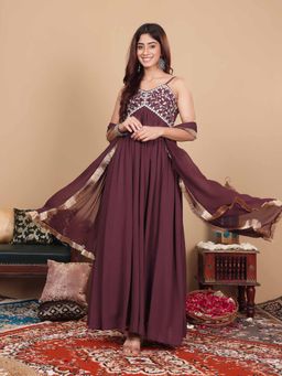 Varanga - Women Thread and Gota Embroidered Anarkali Kurta and Dupatta (Set of 2)