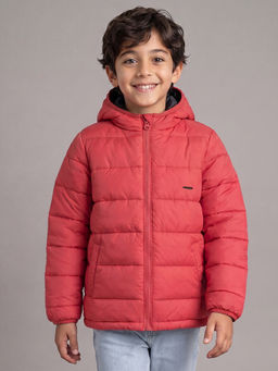 Allen Solly Junior - Boys Red Solid Regular Fit Jacket