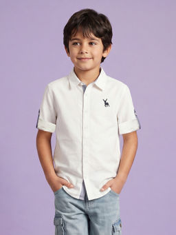 Allen Solly - Boys White Slim Fit Solid Casual Shirt