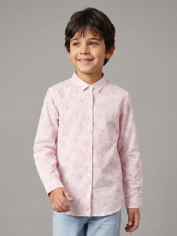 Allen Solly - Boys Pink Slim Fit Print Casual Shirt
