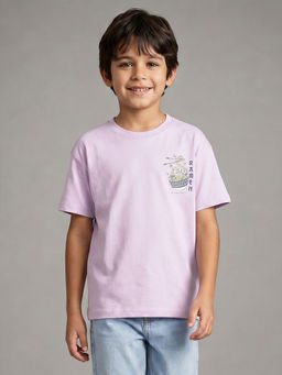 Allen Solly - Boys Purple Regular Fit Graphic Print Crew Neck T-Shirt
