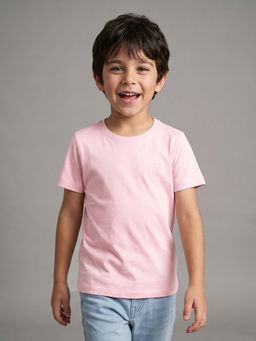 Allen Solly - Boys Pink Solid Crew Neck T-shirt