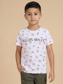 Allen Solly - Boys White Print Crew Neck T-Shirt