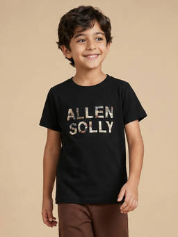 Allen Solly - Boys Black Graphic Printed Crew Neck T-shirt