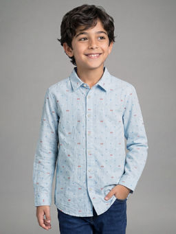 Allen Solly - Boys Blue Cotton Collar Neck Shirt