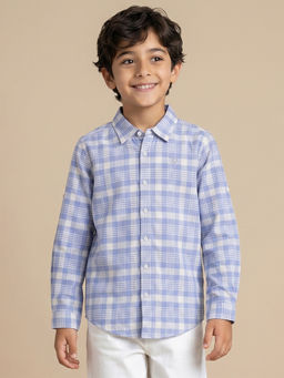 Allen Solly - Boys Blue Cotton Collar Neck Shirt