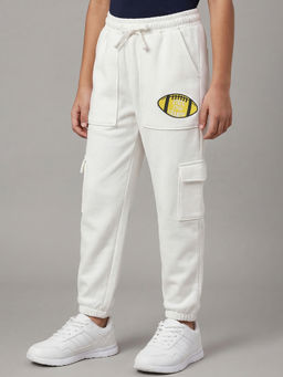 Allen Solly - Boys White Embroidered Cargo