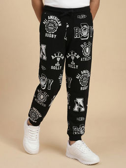 Allen Solly - Boys Black Graphic Print Joggers