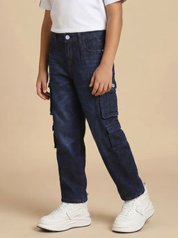 Allen Solly - Boys Navy Blue Solid Jeans