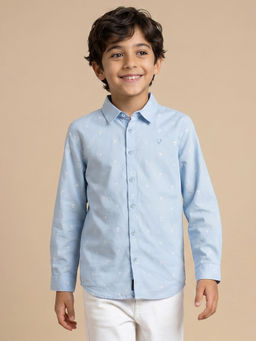 Allen Solly - Boys Light Blue Print Casual Shirt