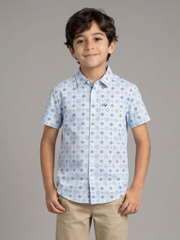 Allen Solly - Boys Light Blue Print Casual Shirt