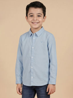 Allen Solly - Boys Light Blue Solid Casual Shirt