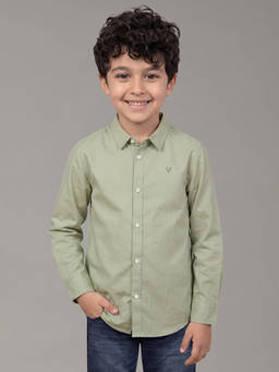 Allen Solly - Boys Olive Solid Casual Shirt