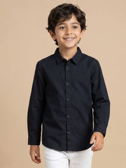 Allen Solly - Boys Navy Blue Solid Casual Shirt