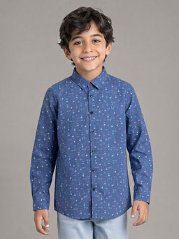 Allen Solly - Boys Blue Print Casual Shirt