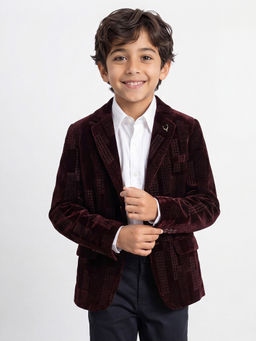 Allen Solly - Boys Maroon Embellished Blazer