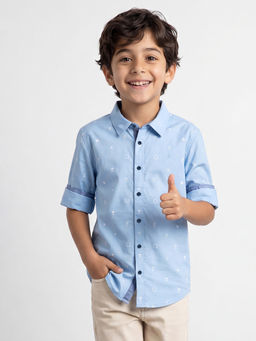 Allen Solly - Boys Light Blue Print Casual Shirt