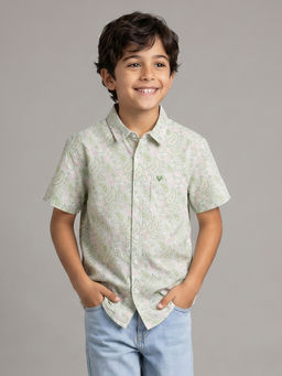 Allen Solly - Boys Green Print Casual Shirt