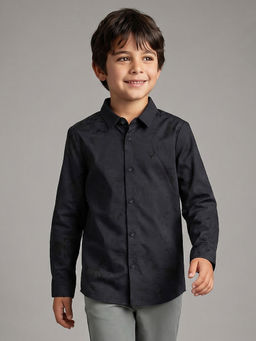 Allen Solly - Boys Black Textured Casual Shirt