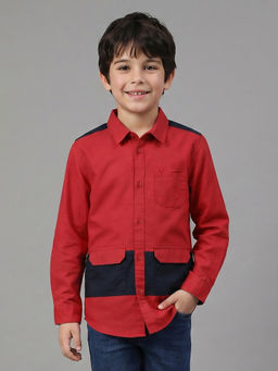 Allen Solly - Boys Red Patterned Casual Shirt