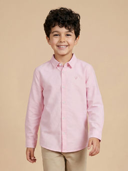 Allen Solly - Boys Pink Solid Casual Shirt