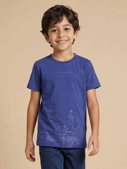 Allen Solly - Boys Blue Graphic Print Crew Neck T-Shirt