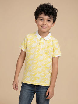 Allen Solly - Boys Yellow Print Polo T-Shirt