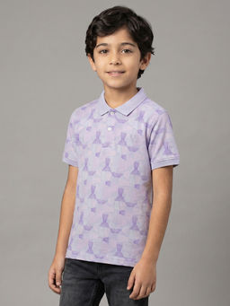 Allen Solly - Boys Purple Print Polo T-Shirt