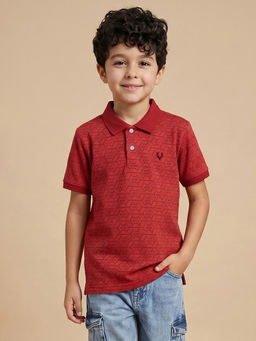 Allen Solly - Boys Red Print Polo T-Shirt
